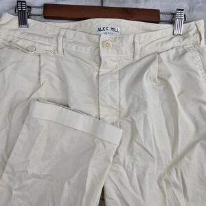 Alex Mill Mens Pleated Chinos Khaki Beige Cotton Pants Size 32